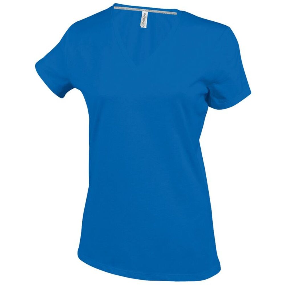 Kariban Womens/Ladies Feminine Fit Short Sleeve V Neck / Royal Blue